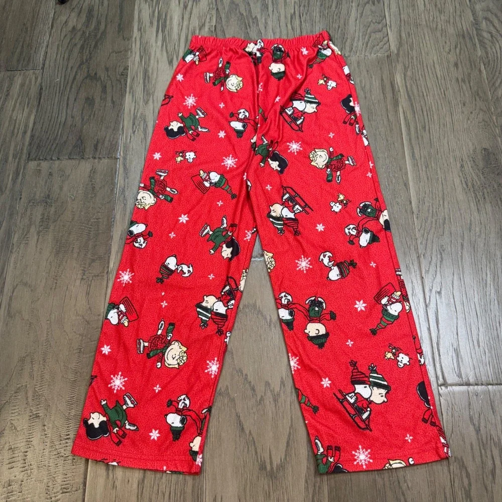 Kids Peanuts Snoopy Charlie Brown Christmas Pajama Set Size 8 Flame Resistant‎